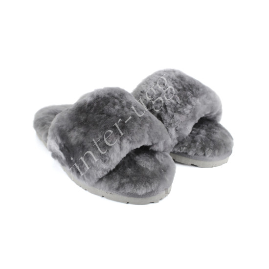 Меховые Тапочки FLUFF Slides - Grey