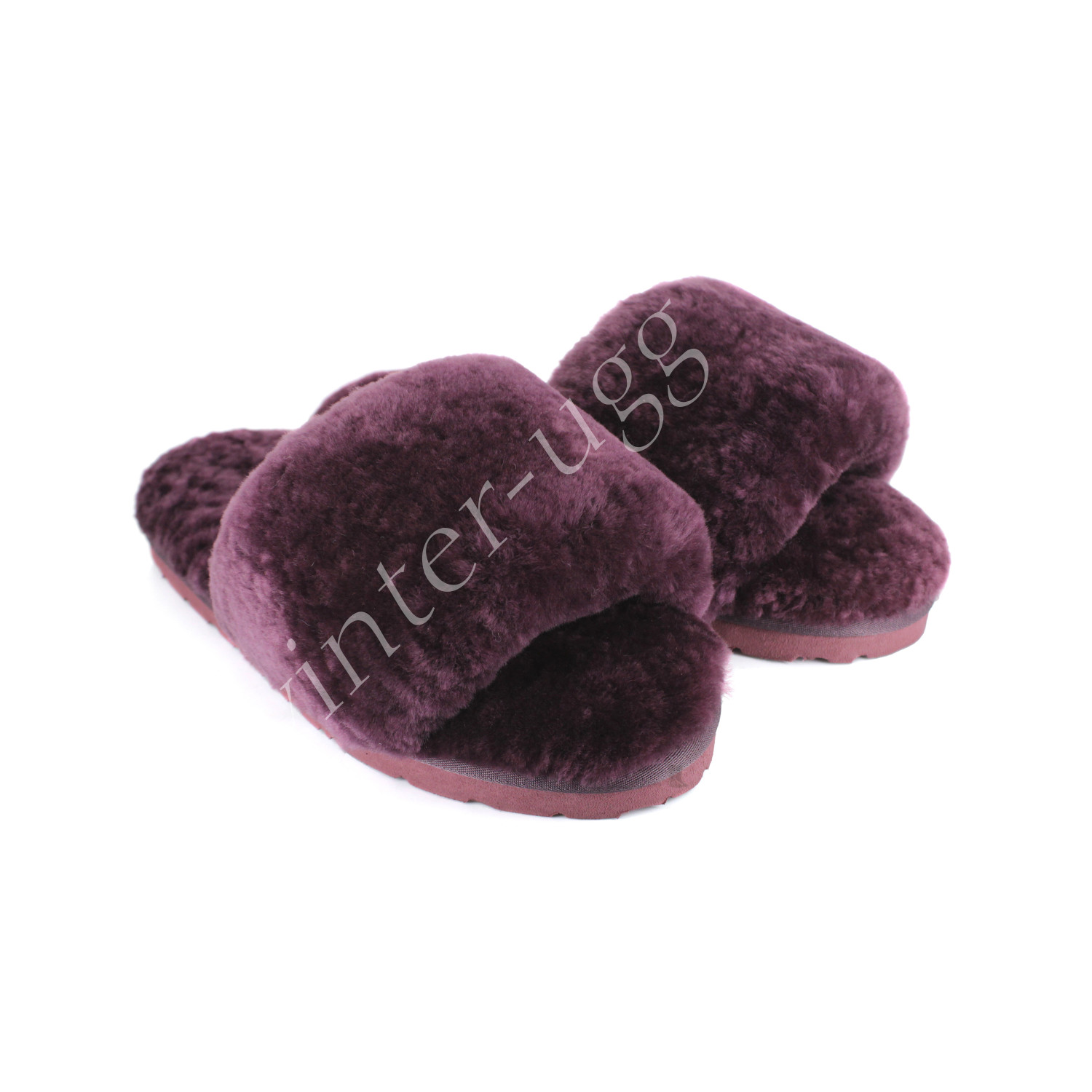 Меховые Тапочки FLUFF Slides - Maroon 