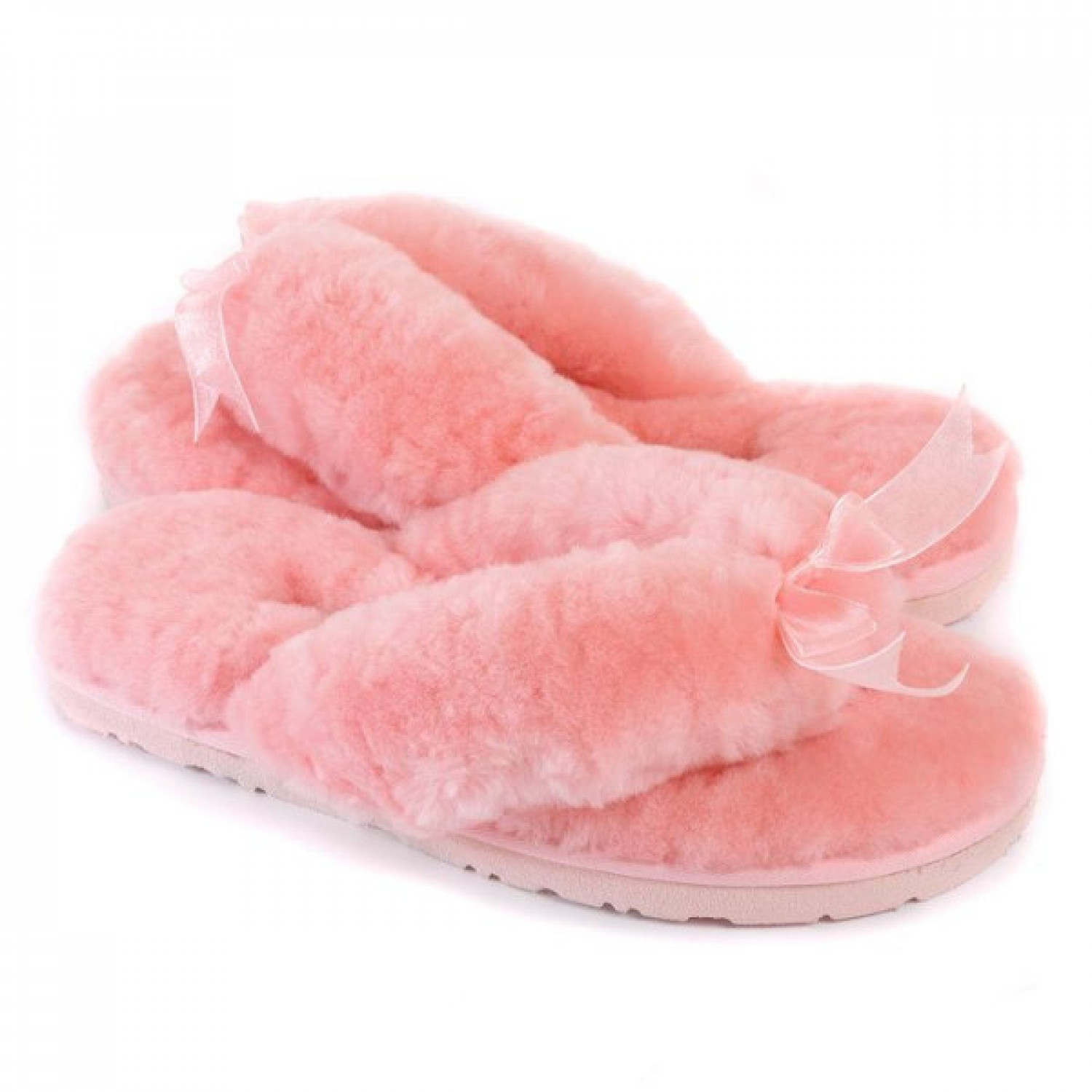 Меховые Вьетнамки Fluff flip flop - Light Pink