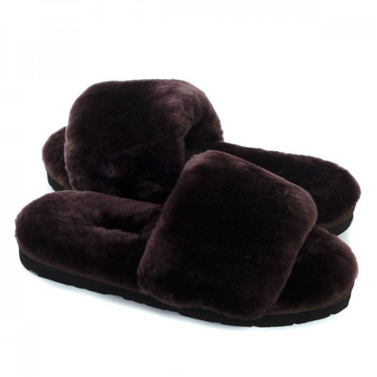 Меховые Тапочки FLUFF Slides - Chocolate