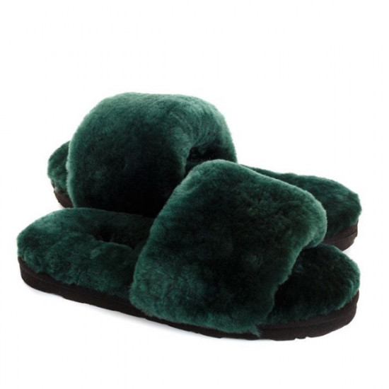Меховые Тапочки FLUFF Slides - Emerald