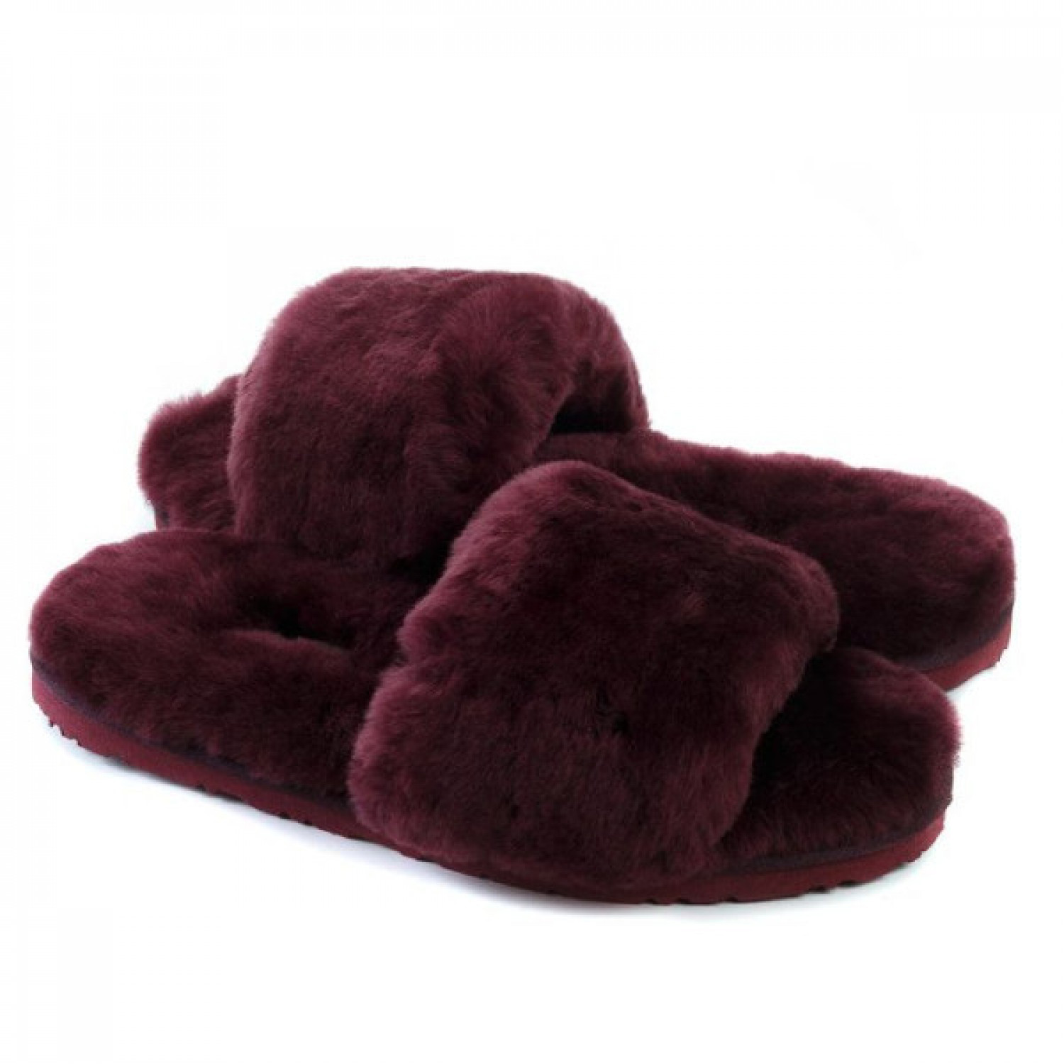 Меховые Тапочки FLUFF Slides - Maroon 